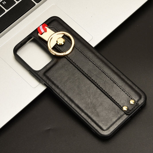 For Motorola Moto G Play 5G 2024 Wristband Leather Back Phone Case(Black) by buy2fix