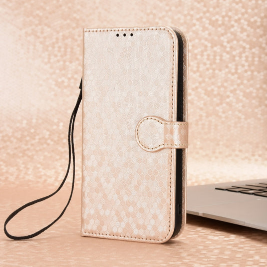 For OnePlus 12 Honeycomb Dot Texture Leather Phone Case(Gold) by buy2fix