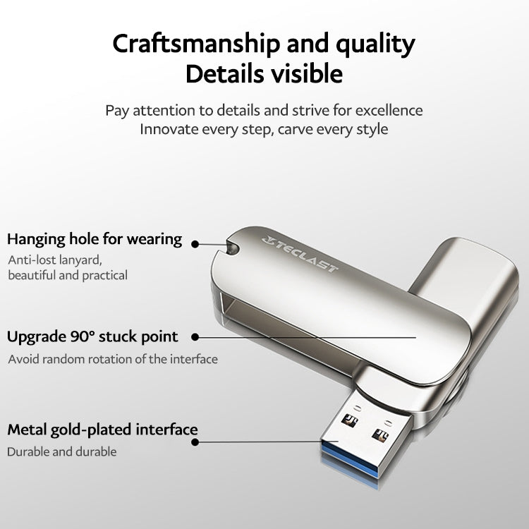 Teclast Leishen Plus Series USB3.0 Twister Flash Drive, Memory:64GB(Silver) by TECLAST