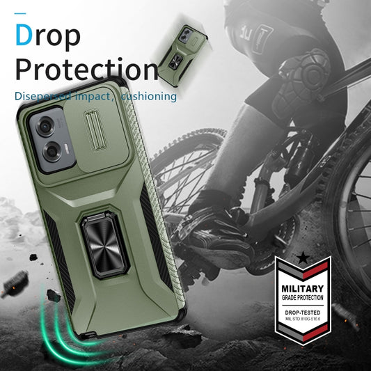 For Motorola Moto G Stylus 2024 Sliding Camshield Holder Phone Case(Alpine Green) by buy2fix