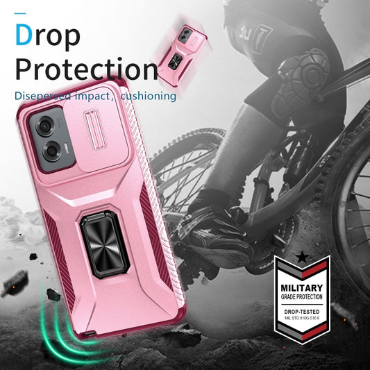 For Motorola Moto G Stylus 2024 Sliding Camshield Holder Phone Case(Pink + Rose Red) by buy2fix