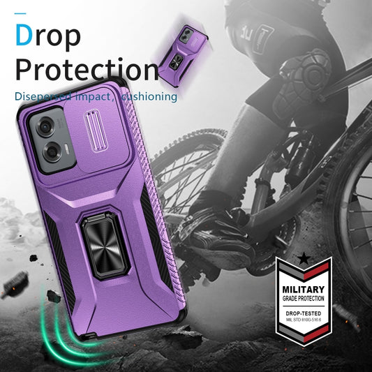 For Motorola Moto G Stylus 2024 Sliding Camshield Holder Phone Case(Purple) by buy2fix