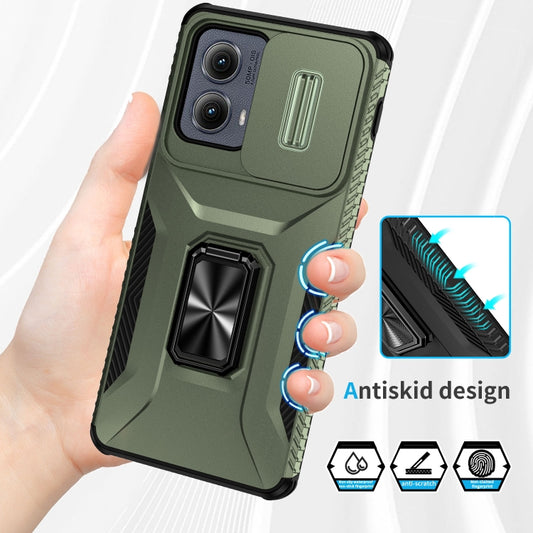 For Motorola Edge 5G 2024 Sliding Camshield Holder Phone Case(Alpine Green) by buy2fix