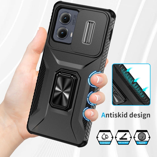 For Motorola Edge 5G 2024 Sliding Camshield Holder Phone Case(Black) by buy2fix