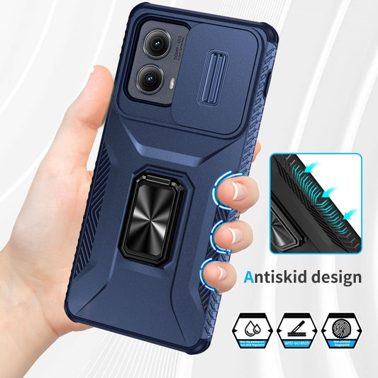 For Motorola Edge 5G 2024 Sliding Camshield Holder Phone Case(Blue) by buy2fix