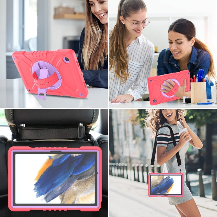 For Samsung Galaxy Tab A8 X200 X Rotation PC Hybrid Silicone Tablet Case with Strap(Red Purple) - Other Galaxy Tab PC by buy2fix | Online Shopping UK | buy2fix
