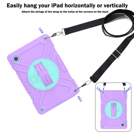 For Samsung Galaxy Tab A8 X200 X Rotation PC Hybrid Silicone Tablet Case with Strap(Purple Cyan) - Other Galaxy Tab PC by buy2fix | Online Shopping UK | buy2fix
