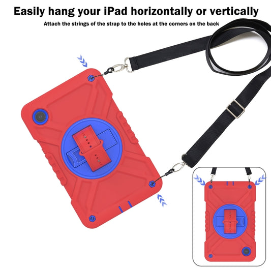For Samsung Galaxy Tab A9 X110 X Rotation PC Hybrid Silicone Tablet Case with Strap(Red Blue) - Galaxy Tab A9 by buy2fix | Online Shopping UK | buy2fix
