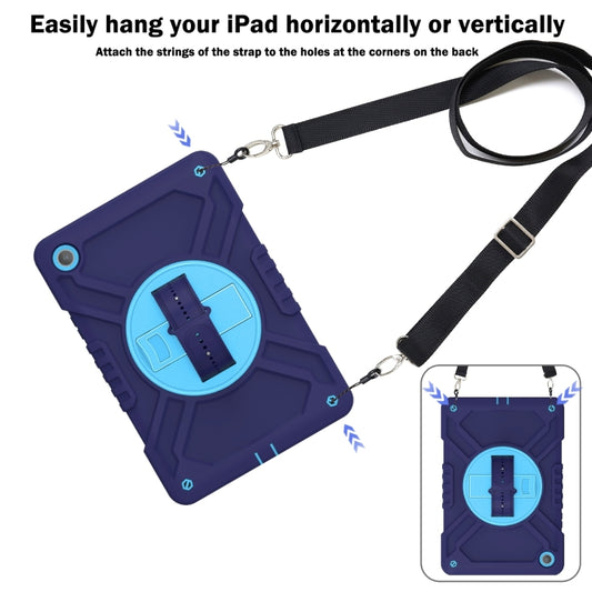 For Samsung Galaxy Tab A9+ X210 X Rotation PC Hybrid Silicone Tablet Case with Strap(Navy Sky Blue) - Galaxy Tab A9+ by buy2fix | Online Shopping UK | buy2fix