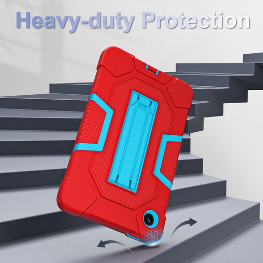 For Samsung Galaxy Tab A9 X115 Contrast Color Robot Silicone Hybrid PC Tablet Case with Holder(Red Blue) - Galaxy Tab A9 by buy2fix | Online Shopping UK | buy2fix