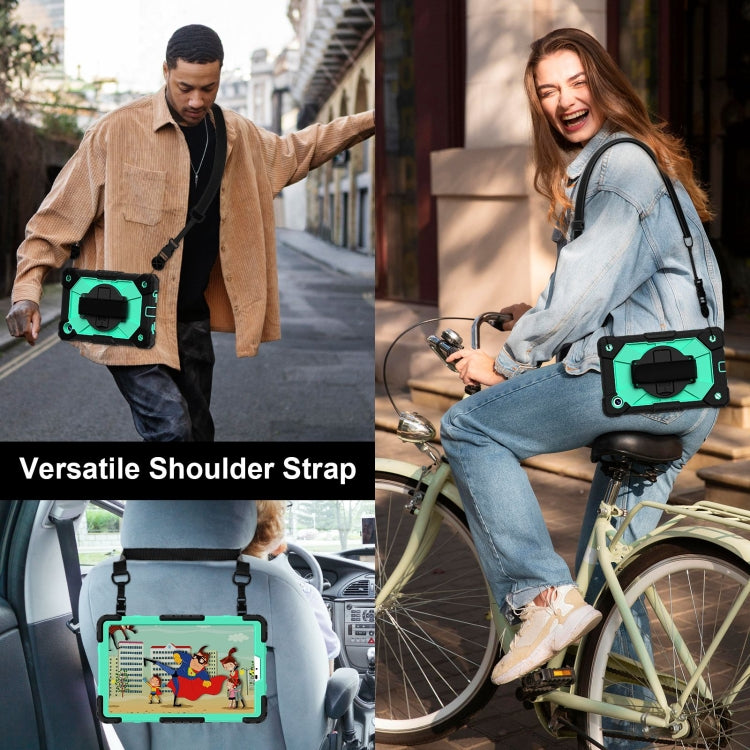 For Samsung Galaxy Tab A9 Contrast Color Robot C2 Silicone Hybrid PC Tablet Case(Black Mint Green) by buy2fix