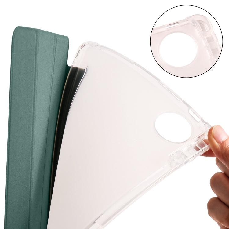For Huawei MatePad Pro 11 2024 3-fold Clear TPU Leather Tablet Case with Pen Slot(Green) by buy2fix