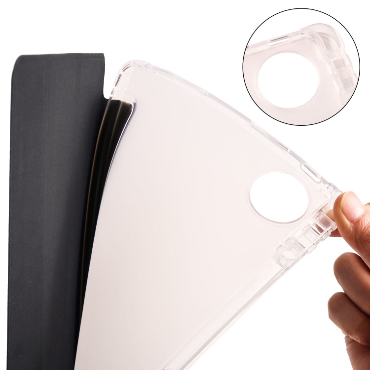 For Huawei MatePad Pro 11 2024 3-fold Clear TPU Leather Tablet Case with Pen Slot(Black) by buy2fix
