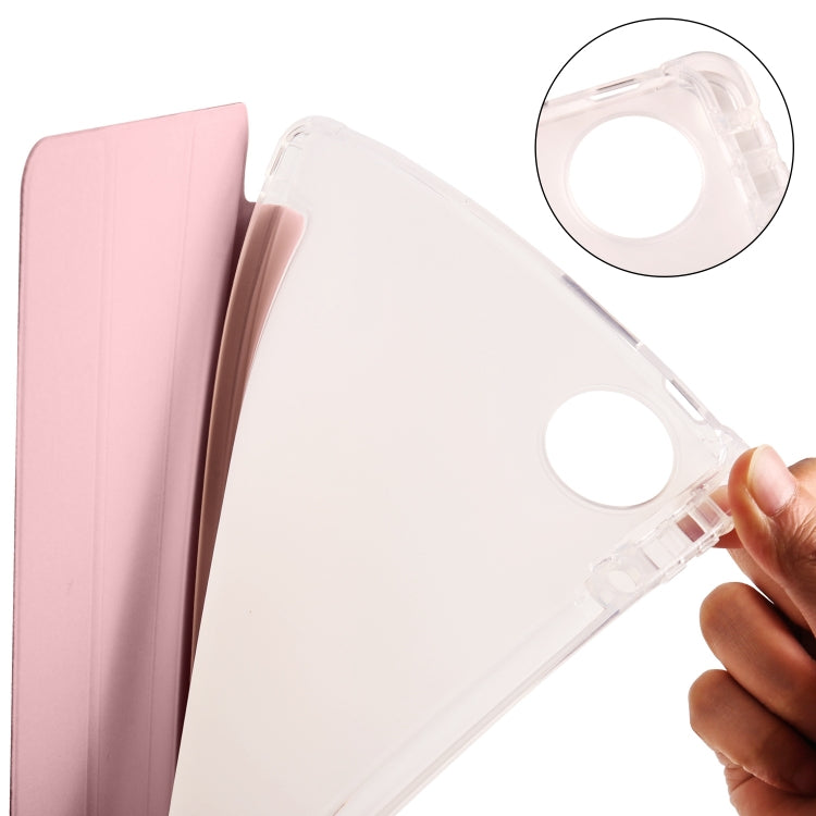 For Huawei MatePad Pro 11 2024 3-fold Clear TPU Leather Tablet Case with Pen Slot(Pink) by buy2fix
