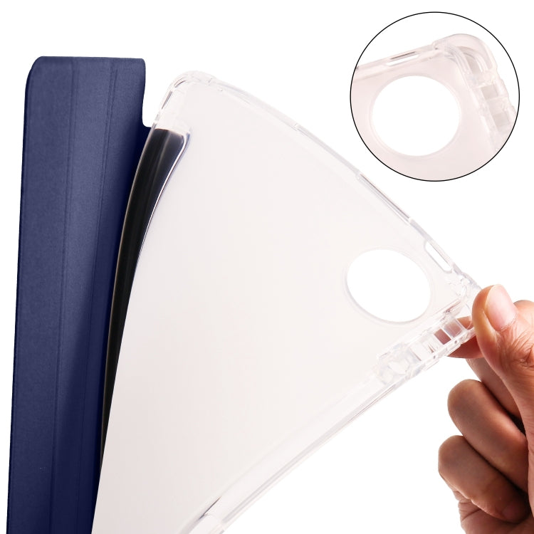 For Huawei MatePad Pro 11 2024 3-fold Clear TPU Leather Tablet Case with Pen Slot(Dark Blue) by buy2fix