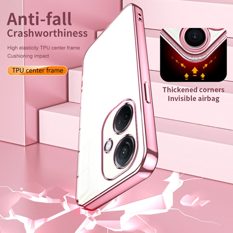 For OPPO K11 Transparent Plating Fine Hole Phone Case(Pink) by buy2fix