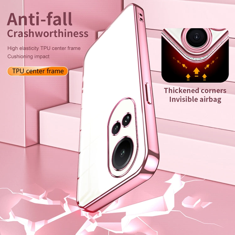 For OPPO Reno10 / Reno10 Pro 5G Global Transparent Plating Fine Hole Phone Case(Pink) by buy2fix