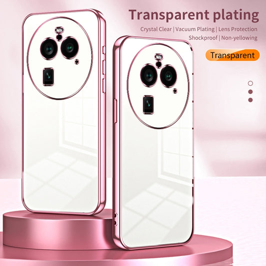 For OPPO Find X6 Pro Transparent Plating Fine Hole Phone Case(Pink) by buy2fix