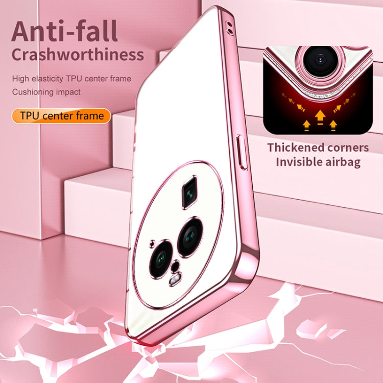 For OPPO Find X6 Pro Transparent Plating Fine Hole Phone Case(Black) by buy2fix