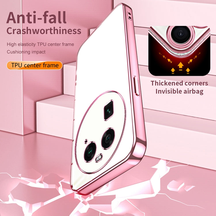 For OPPO Find X6 Transparent Plating Fine Hole Phone Case(Black) by buy2fix