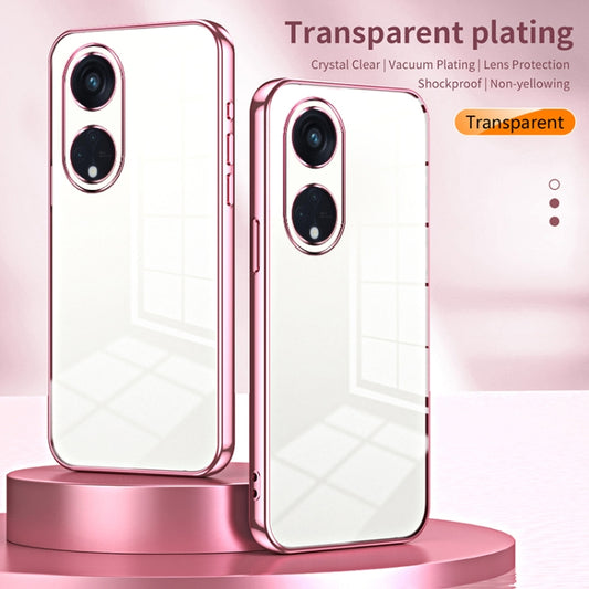 For OPPO Reno8 T 5G Transparent Plating Fine Hole Phone Case(Transparent) by buy2fix