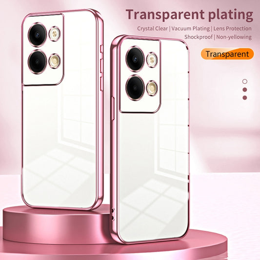 For OPPO Reno9 / Reno9 Pro Transparent Plating Fine Hole Phone Case(Purple) by buy2fix