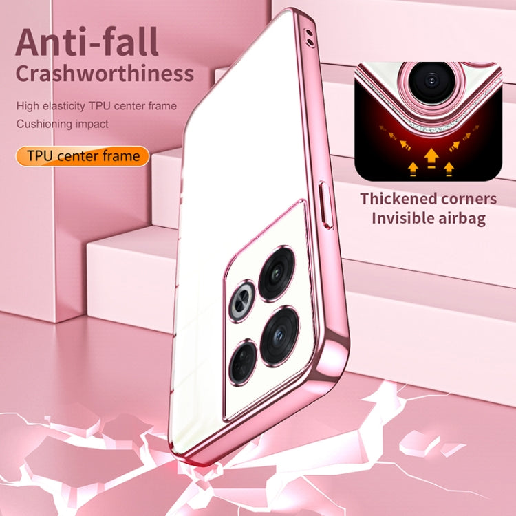 For OPPO Reno8 Pro Transparent Plating Fine Hole Phone Case(Black) by buy2fix