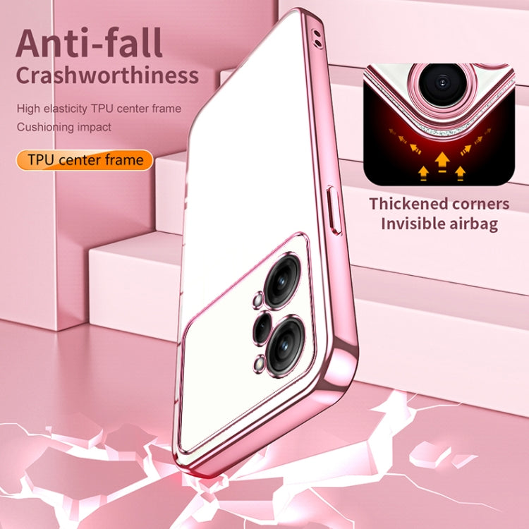 For OPPO K10 Pro Transparent Plating Fine Hole Phone Case(Pink) by buy2fix