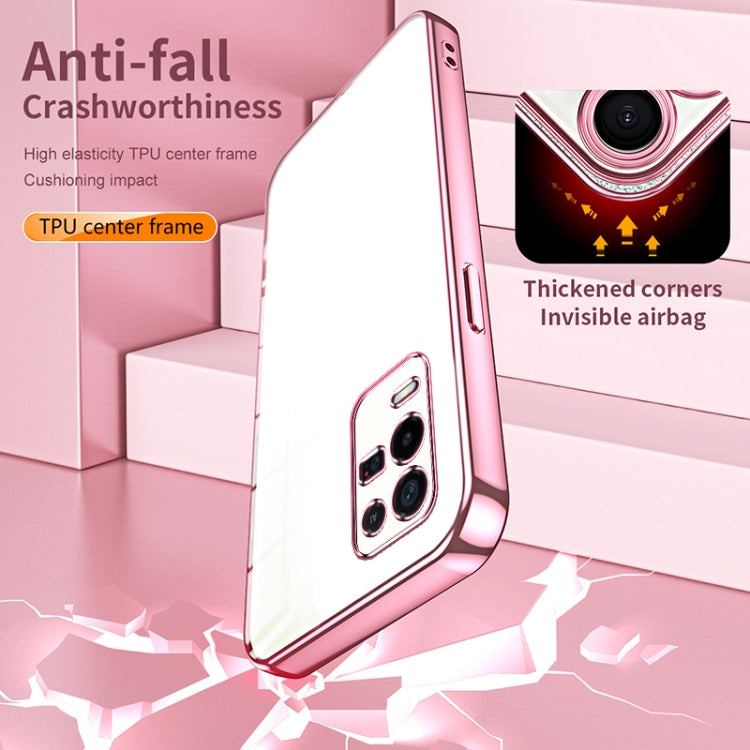 For OPPO K9x Transparent Plating Fine Hole Phone Case(Purple) by buy2fix