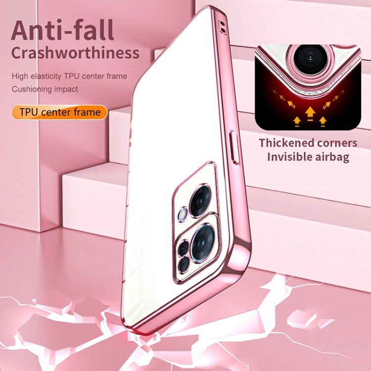 For OPPO Reno7 Pro Transparent Plating Fine Hole Phone Case(Gold) by buy2fix