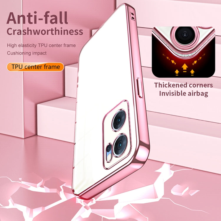 For OPPO Reno7 5G Transparent Plating Fine Hole Phone Case(Transparent) by buy2fix