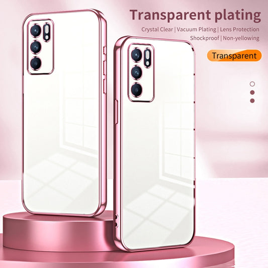 For OPPO Reno6 Indian / Malay Transparent Plating Fine Hole Phone Case(Pink) by buy2fix
