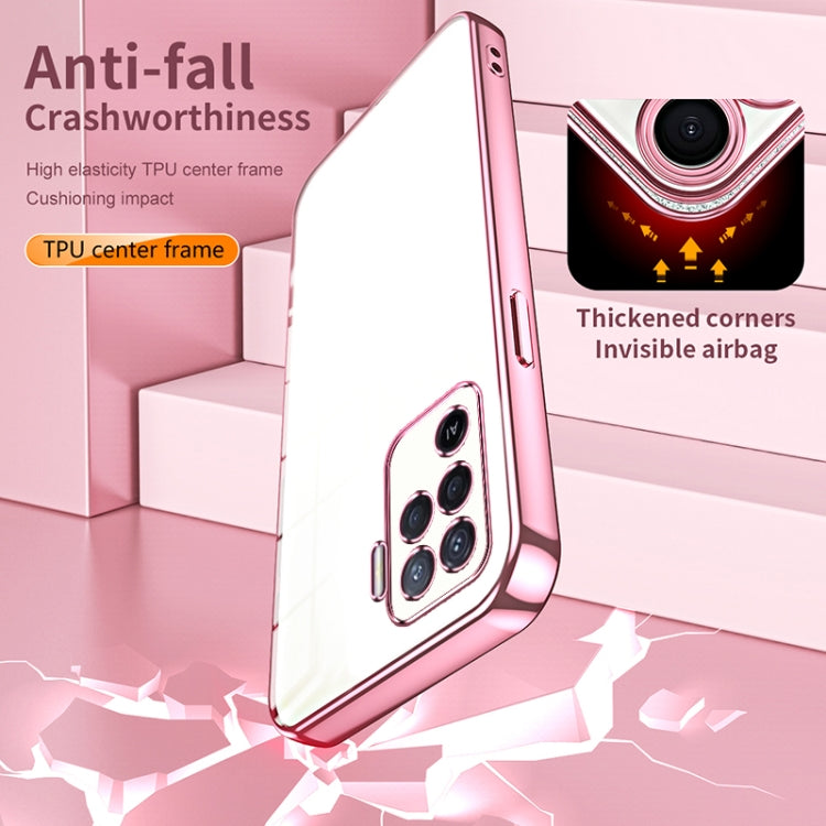 For OPPO A94 4G Transparent Plating Fine Hole Phone Case(Purple) by buy2fix