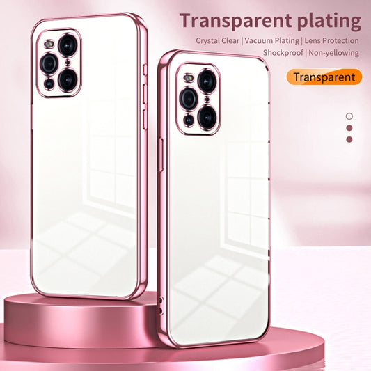 For OPPO Find X3 / Find X3 Pro Transparent Plating Fine Hole Phone Case(Pink) by buy2fix