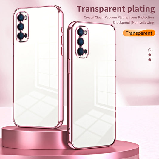 For OPPO Reno4 Transparent Plating Fine Hole Phone Case(Gold) by buy2fix