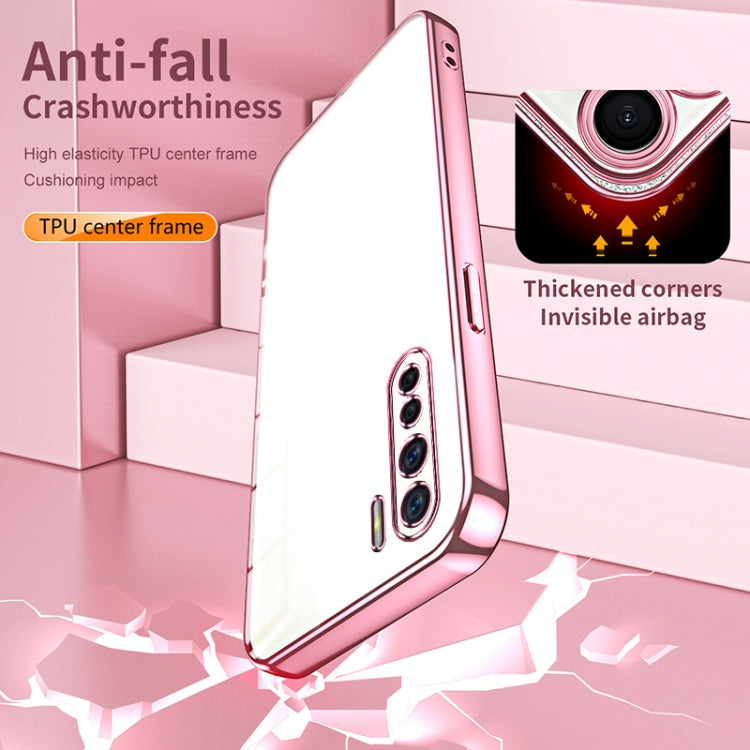 For OPPO A91 Transparent Plating Fine Hole Phone Case(Pink) by buy2fix