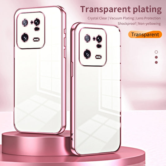 For Xiaomi 13 Pro Transparent Plating Fine Hole Phone Case(Pink) by buy2fix