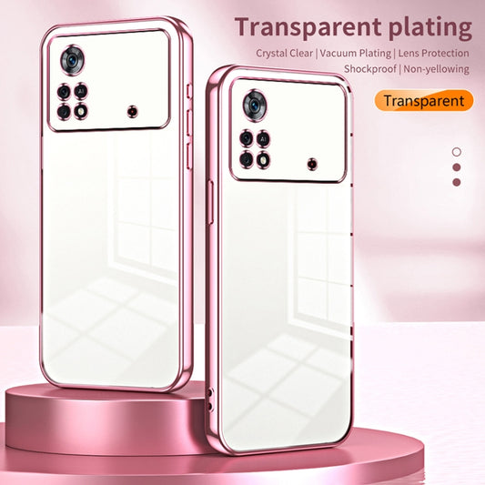 For Xiaomi Poco X4 Pro 5G Transparent Plating Fine Hole Phone Case(Purple) by buy2fix