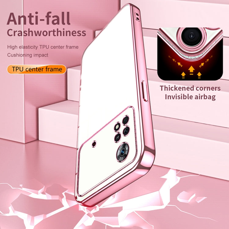 For Xiaomi Poco X4 Pro 5G Transparent Plating Fine Hole Phone Case(Purple) by buy2fix