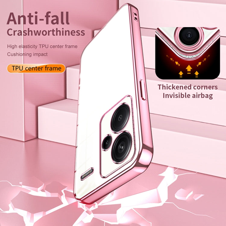 For Xiaomi Redmi Note 13 Pro+ Transparent Plating Fine Hole Phone Case(Gold) by buy2fix