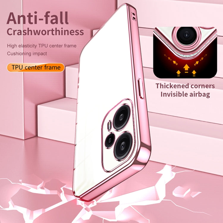 For Xiaomi Redmi Note 12 Turbo/Poco F5 Transparent Plating Fine Hole Phone Case(Pink) by buy2fix