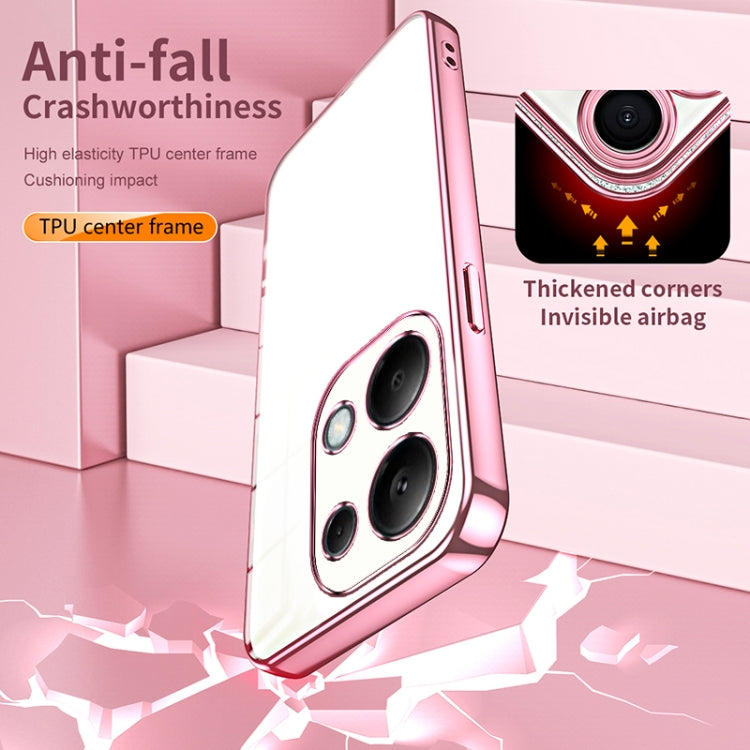 For Xiaomi Redmi Note 13 Pro 4G Transparent Plating Fine Hole Phone Case(Purple) by buy2fix