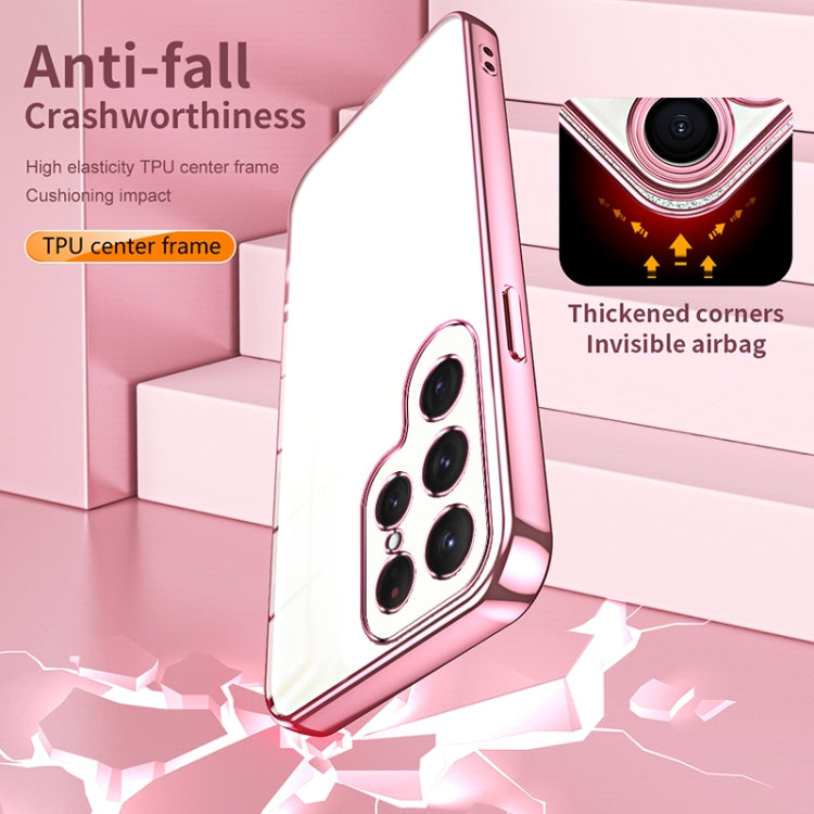 For Samsung Galaxy S23 Ultra 5G Transparent Plating Fine Hole Phone Case(Purple) by buy2fix