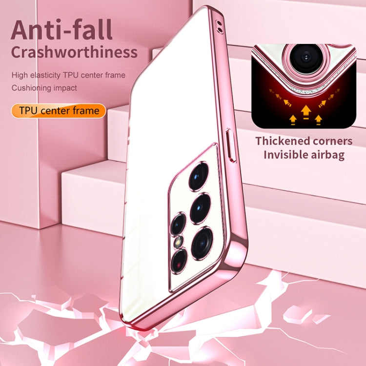 For Samsung Galaxy S21 Ultra 5G Transparent Plating Fine Hole Phone Case(Purple) by buy2fix