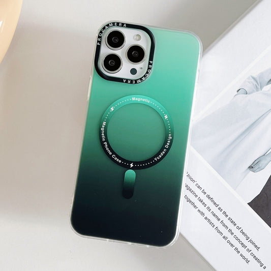 For iPhone 14 Pro Gradient IMD PC Hybrid TPU MagSafe Phone Case(Green) by buy2fix