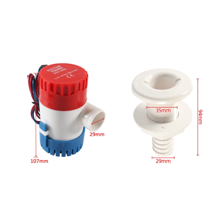 12V-1100GPH Boat / RV Bilge Sump Water Pump with Grey Drain Pipe by buy2fix