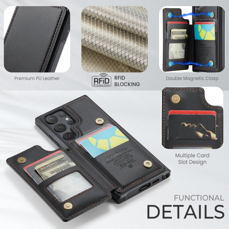 For Samsung Galaxy S24 Ultra 5G CaseMe C22 PC+TPU Business Style RFID Anti-theft Leather Phone Case(Black) by CaseMe