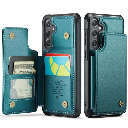 For Samsung Galaxy S24 5G CaseMe C22 PC+TPU Business Style RFID Anti-theft Leather Phone Case(Blue Green) by CaseMe