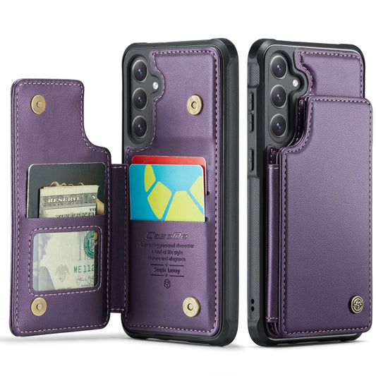 For Samsung Galaxy S24 5G CaseMe C22 PC+TPU Business Style RFID Anti-theft Leather Phone Case(Purple) by CaseMe