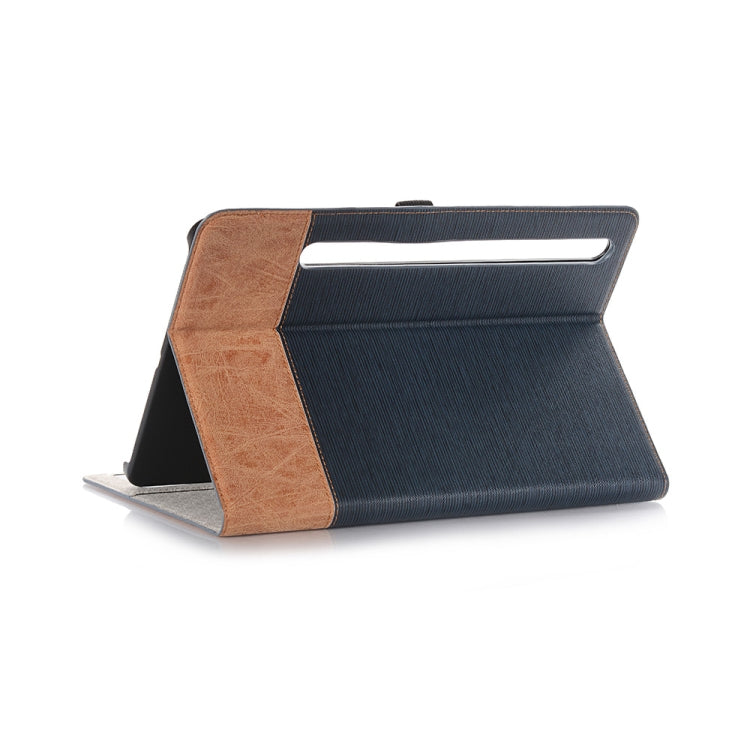 For Samsung Galaxy Tab S9 Cross Texture Stitching Leather Tablet Case(Dark Blue) by buy2fix